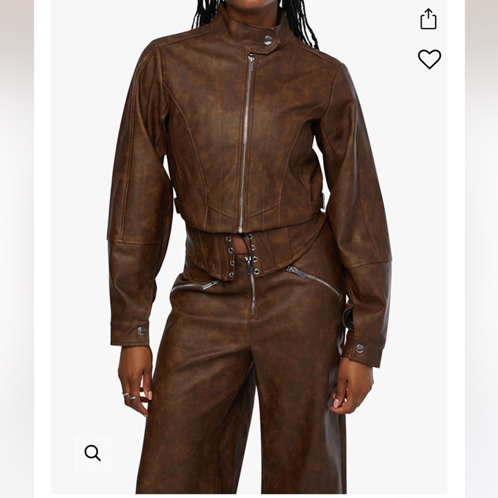 WeWoreWhat Brown Leather Jacket